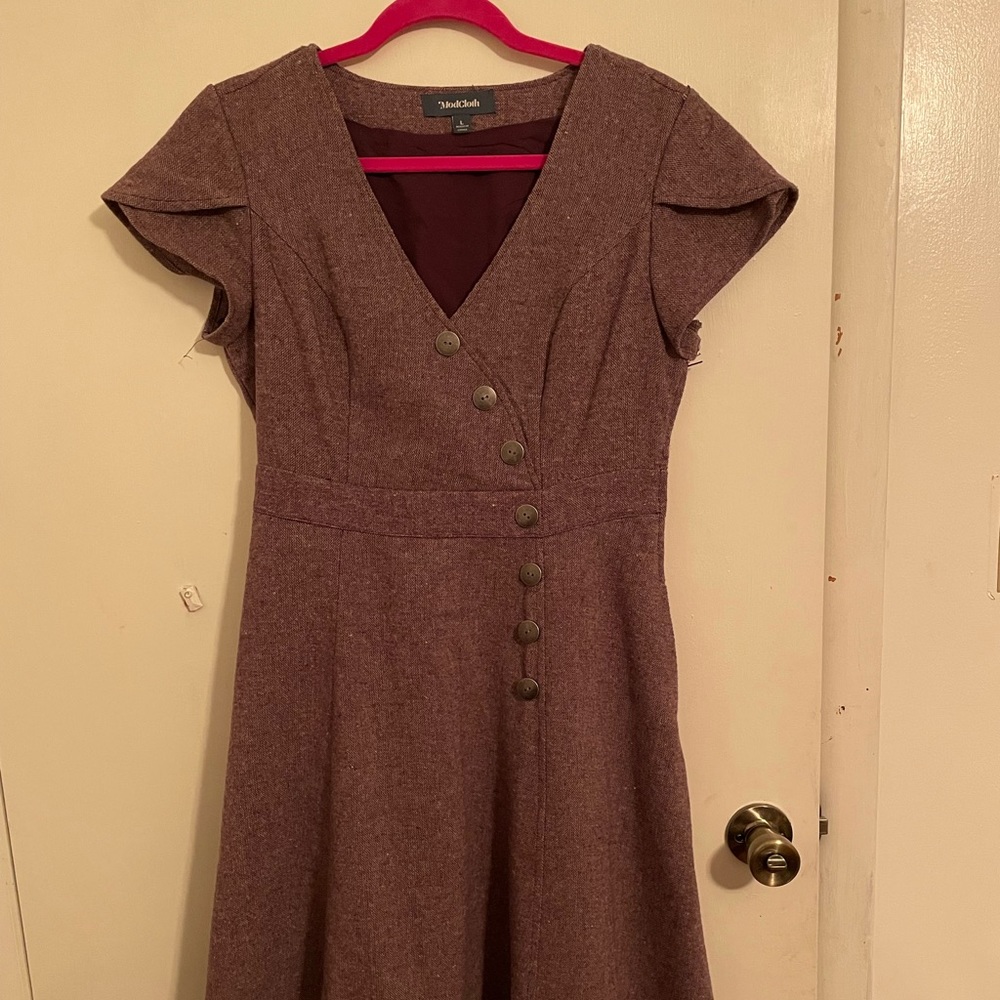 Tweed Button Up Dress